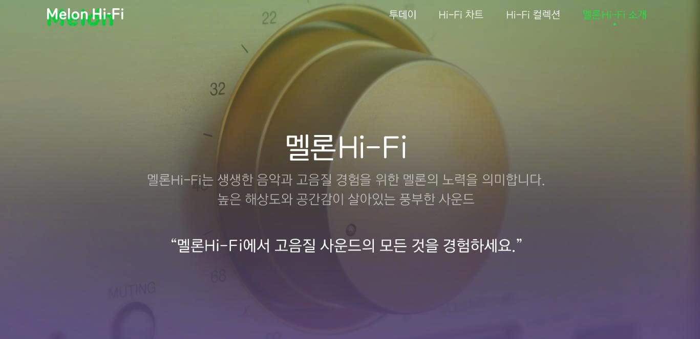 Melon specialized music service presenting FLAC listening plans and high-resolution audio features for dedicated music listeners.
