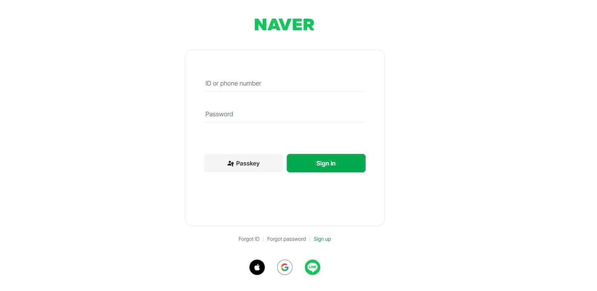 Naver sign-in interface with ID and password fields, illustrating the type of login layout commonly copied by community phishing pages.