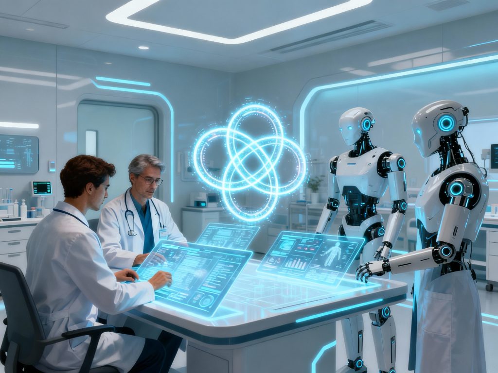 온카스터디 인공지능 진단 시스템, 의사와 로봇이 공동으로 의료 데이터를 분석하는 스마트 연구실