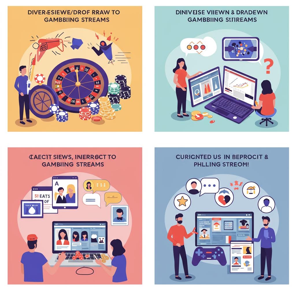 도박 스트리밍의 다양한 관점 4분할 인포그래픽, 시청자와 스트리머