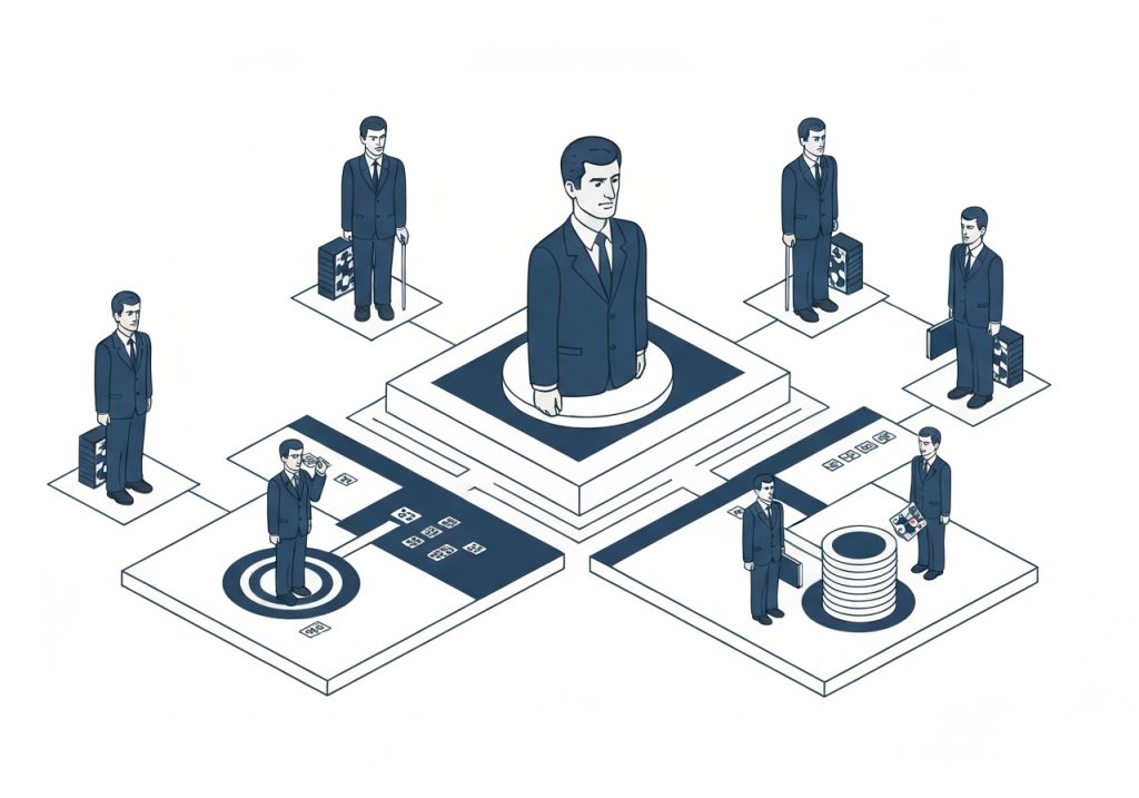 도박 조직 구조도, 중심 두목과 조직원 네트워크