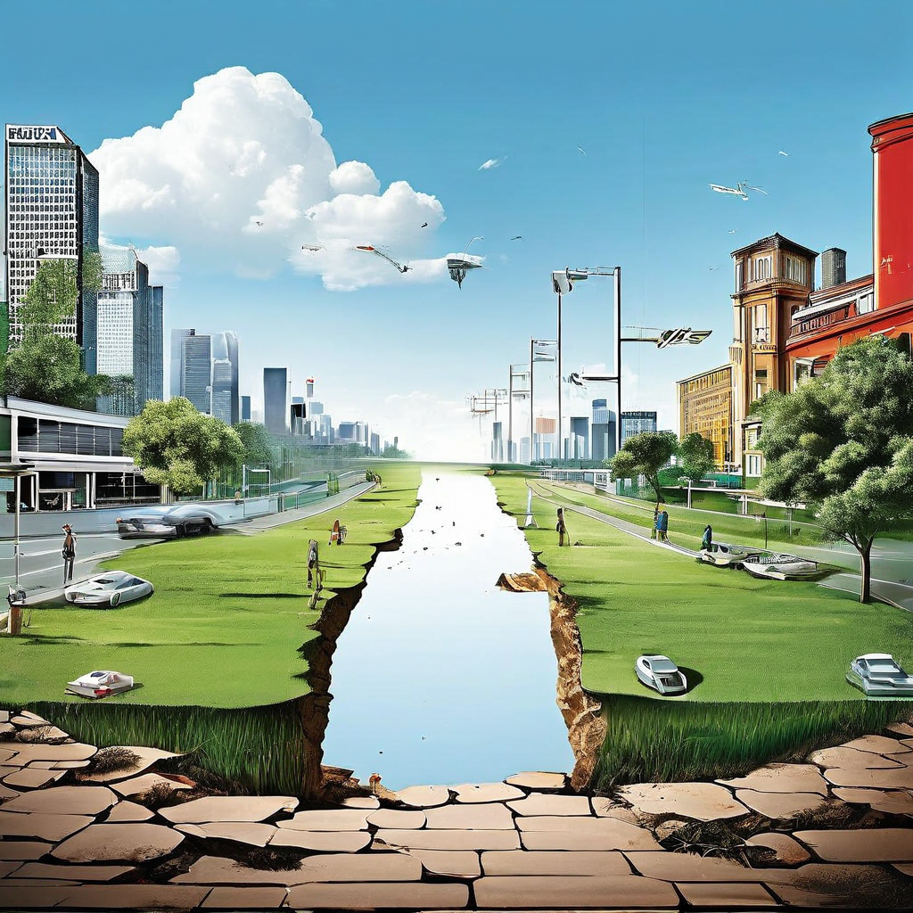 광고에서 과장되게 표현된 화려한 기대와 실제 제품의 단순하고 실망스러운 현실 사이에 존재하는 큰 격차를 측정하는 기술 다이어그램을 보여줍니다.