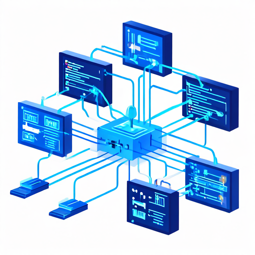 클라이언트-서버 아키텍처의 동작 방식을 설명하는 다이어그램으로, 여러 사용자 디바이스가 데이터 패킷을 요청하고 중앙 서버가 이에 응답하는 양방향 통신 흐름을 화살표로 보여줍니다.