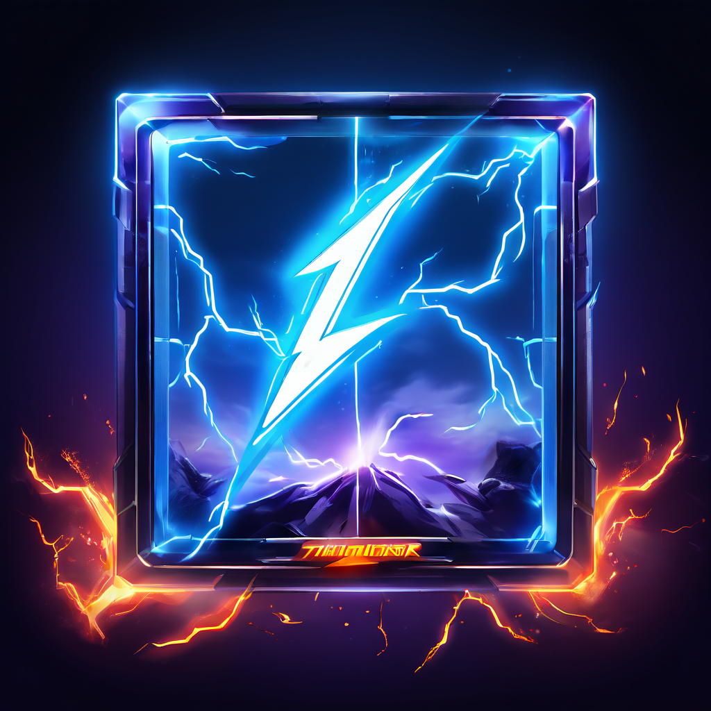 게임 클라이언트 창에서 최적화된 번개와 데이터 스트림이 효율적으로 중심의 'Thunder Kick' 로고로 향하며 로딩이 진행되고 있는 모습을 보여주는 이미지입니다.