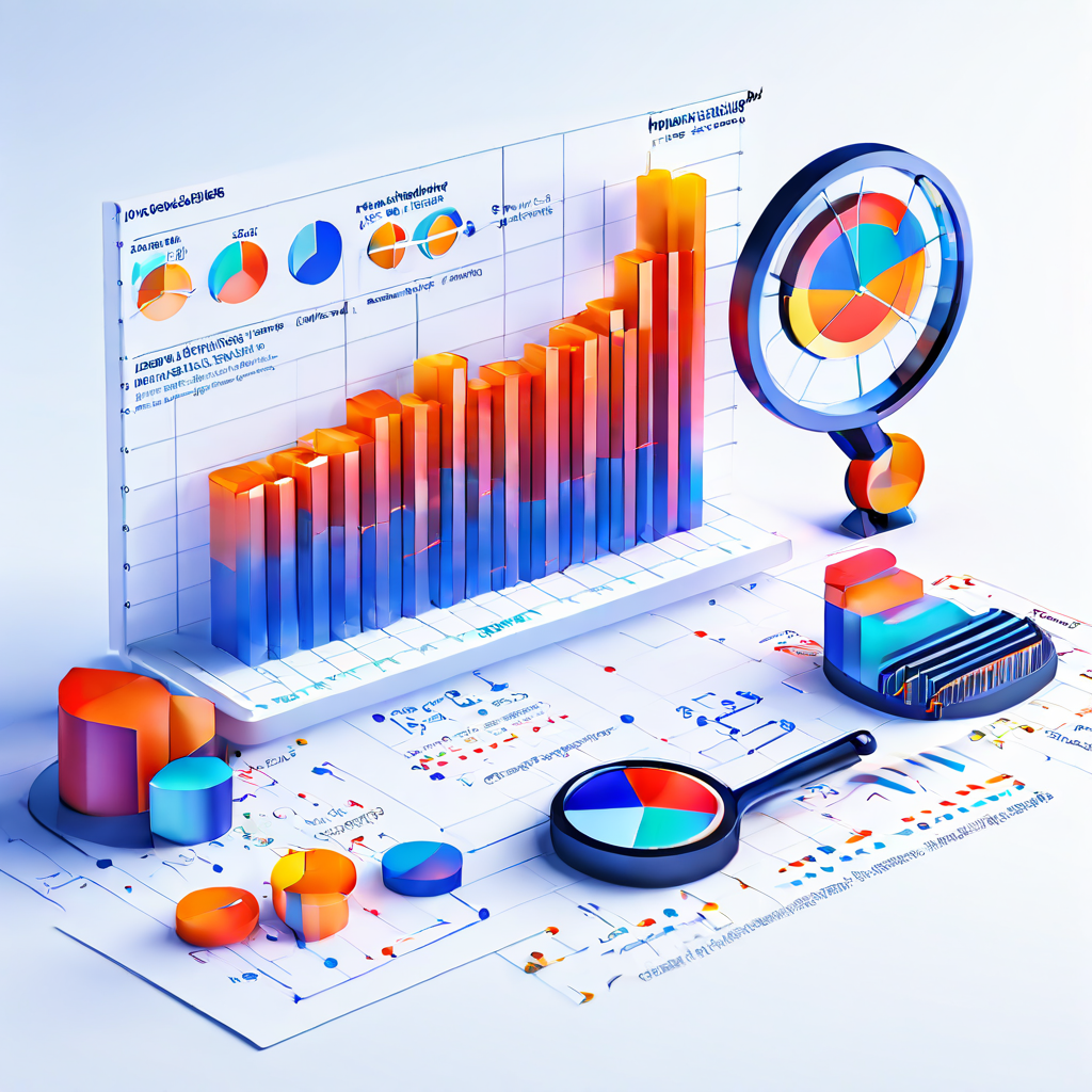 인기 스포츠별 주요 지표와 트렌드를 3D 차트로 시각화하고, 각 그래프의 핵심 데이터를 확대경 아이콘으로 강조하여 비교 분석한 정보 그래픽입니다.