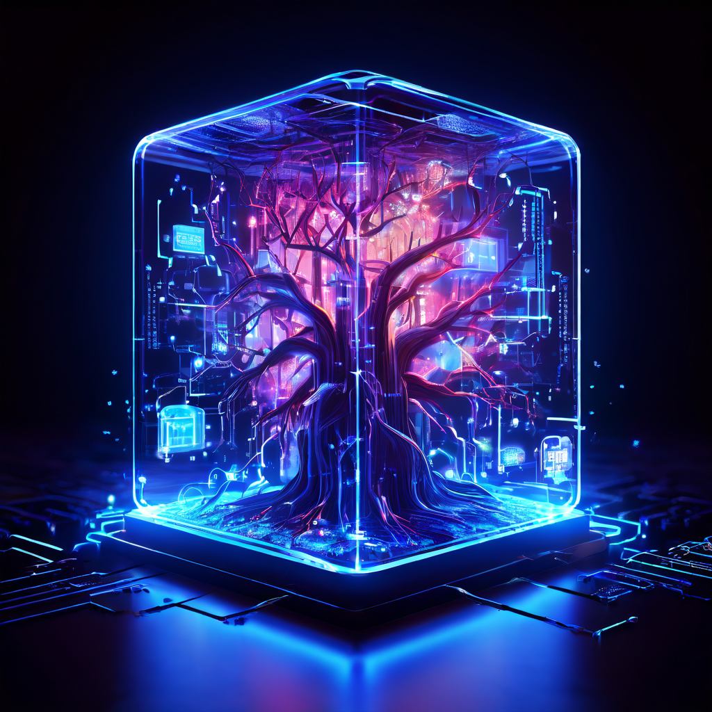 게임 데이터를 상징하는 빛나는 디지털 코어에서 플레이어, 레벨, 아이템 아이콘으로 코드와 정보가 흐르며 연결되는 상호작용 구조를 시각화한 개념도입니다.