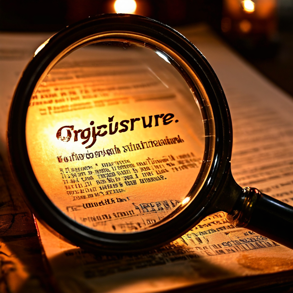 문서 위에 놓인 돋보기가 밝은 빛으로 'Original Source'라는 단어를 강조하며 배경에는 디지털 검색 결과가 흐릿하게 펼쳐져 있는 모습을 묘사한 이미지입니다.