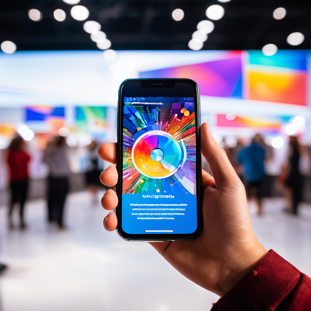 구글 렌즈를 활용한 스마트폰 화면 분석 과정을 보여주는 이미지로, 화려한 이벤트 배너 광고의 출처와 진위 여부를 확인하는 디지털 리터러시 행동을 구체적으로 묘사합니다.