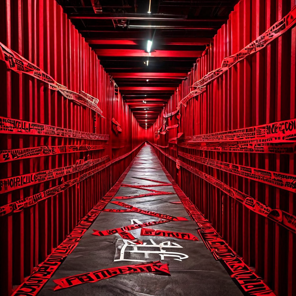 복잡한 행정 절차의 레드테이프 미로 속에서 명확하고 단순한 해결 경로가 모순된 '공식 정책' 표지판에 의해 차단된 상황을 상징적으로 표현한 이미지입니다.