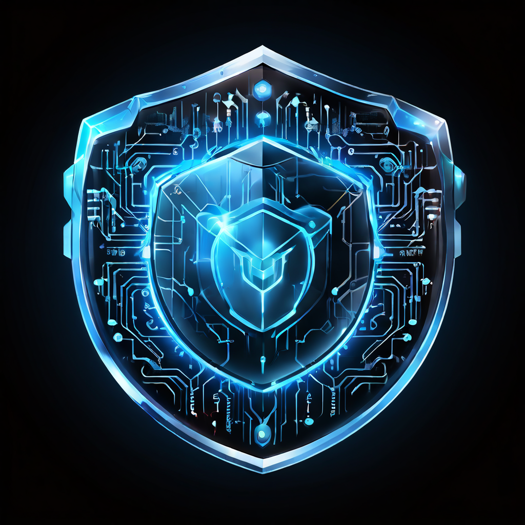 중앙의 방패 아이콘이 여러 중복 장치 아이콘을 차단하고 있으며, 실시간 데이터 스트림과 명확한 통신 라인이 방패와 연결되어 안전한 로그인 보호 시스템을 상징적으로 표현한 이미지입니다.