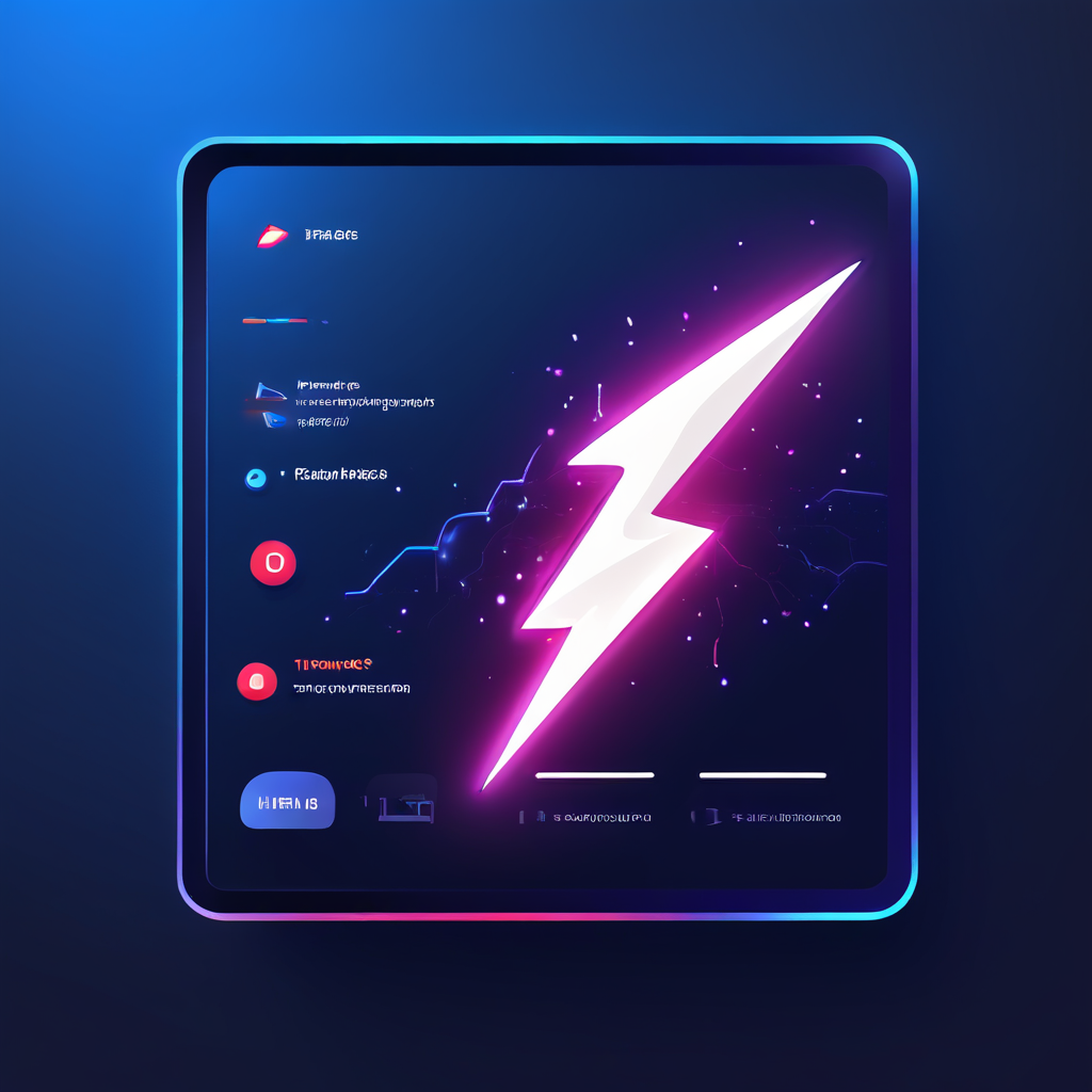 번개 모양 아이콘이 있는 현대적인 웹사이트 대시보드가 반짝이는 알림 벨 아이콘을 빠르게 배포하며 실시간 사용자 경고 시스템을 가동하는 모습을 보여줍니다.