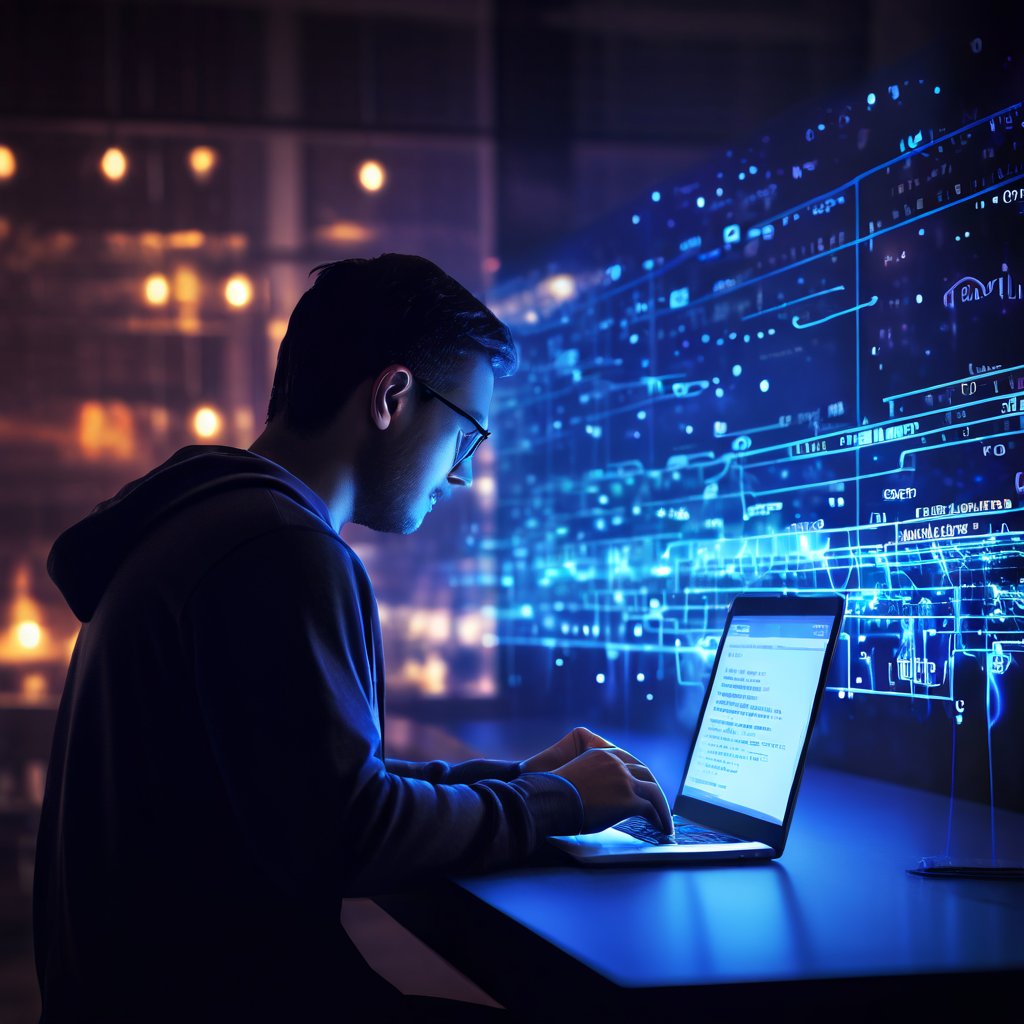 간단한 회원가입 폼 뒤로 드넓은 디지털 데이터와 연결망이 은은하게 빛나며 웹사이트 가입 과정을 상징적으로 표현한 이미지입니다.