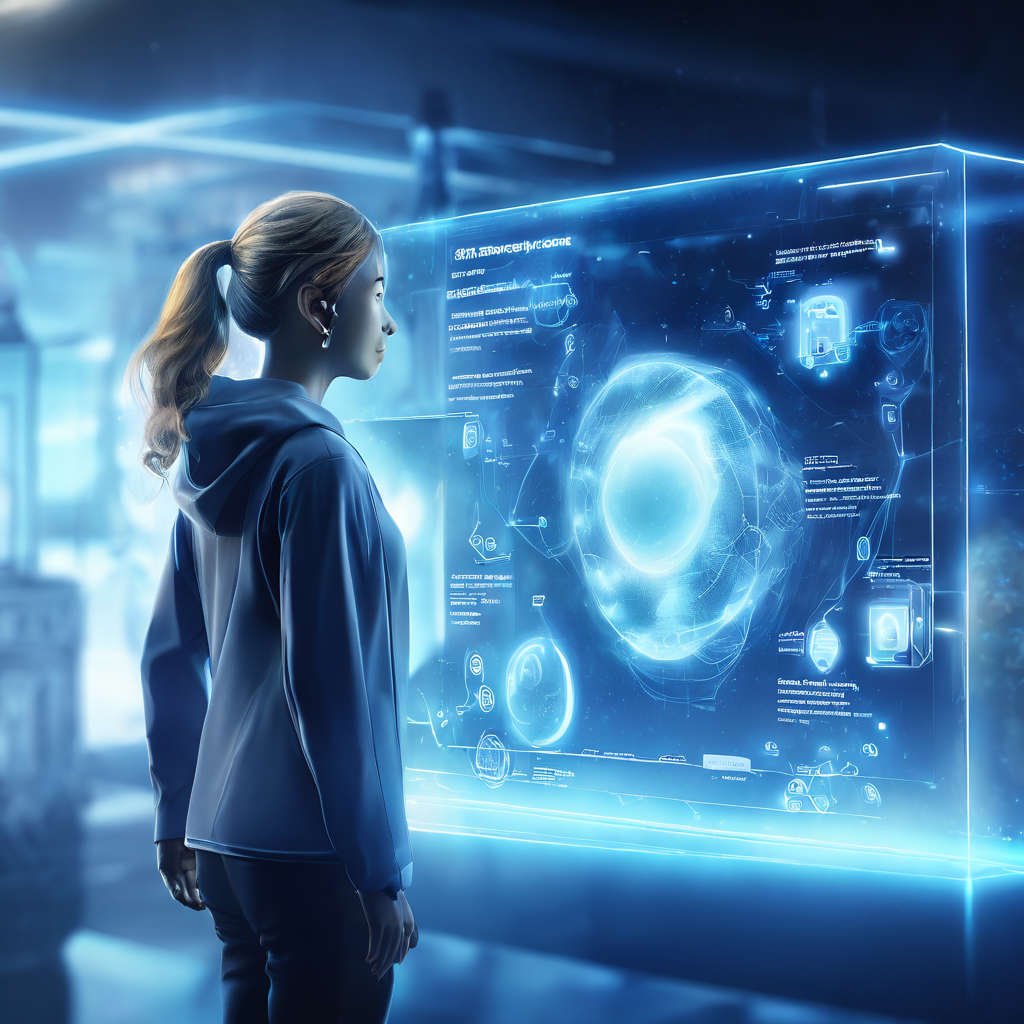 A new user's first digital interaction with a secure Tojino community platform, showing layered interface glow and data flow.