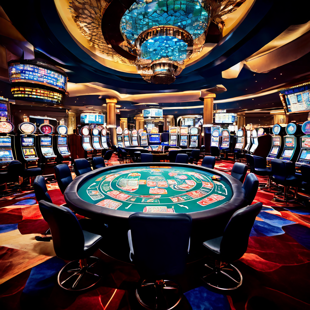 A dealer's hand in a white glove places a single casino chip on a green felt table, with blurred background figures and soft studi